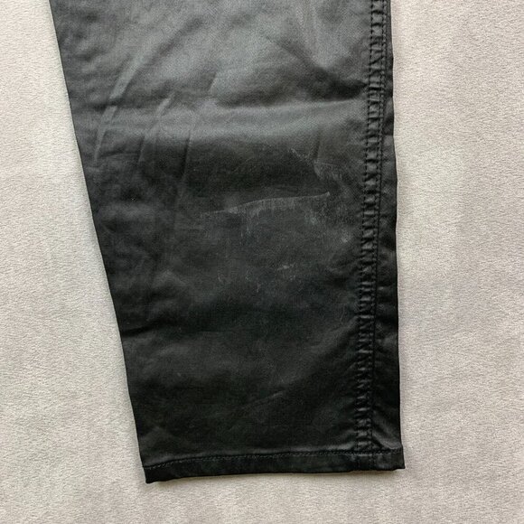 Robins Jean Mens Pants 33x30 Black Zippers Moto Slim Faux Leather L-Flap Biker - Picture 11 of 16